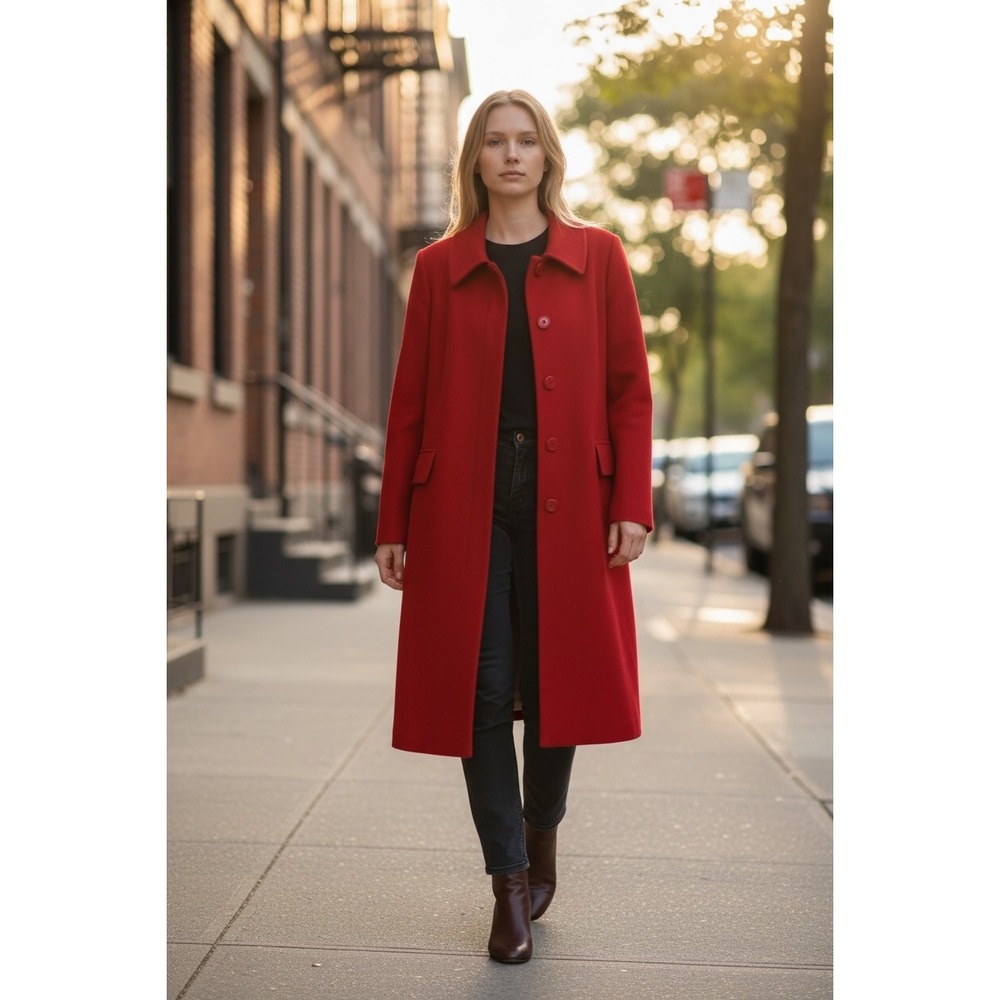 Vintage 90s Misty Harbor‎ Light Red Swing Coat 14P USA Lightweight